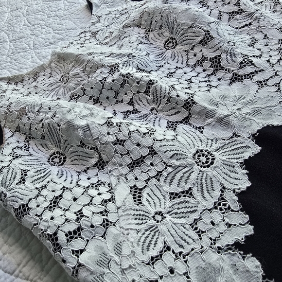 Lauren Ralph Lauren White Navy Lace Overlay Sleeveless Crepe Dress Size 4 - Picture 4 of 14